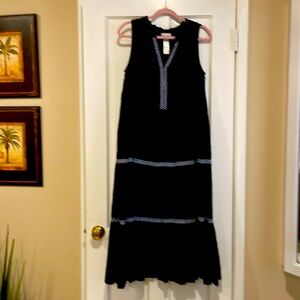 Tommy Bahama 281524 Split Neck Midi Dress in Black, Medium